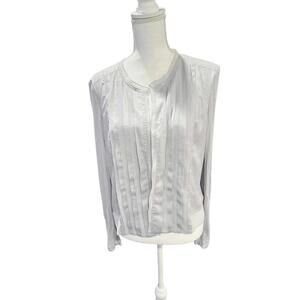 Vintage Cache Long Sleeve Gray Pleated Light Cardigan, size 14